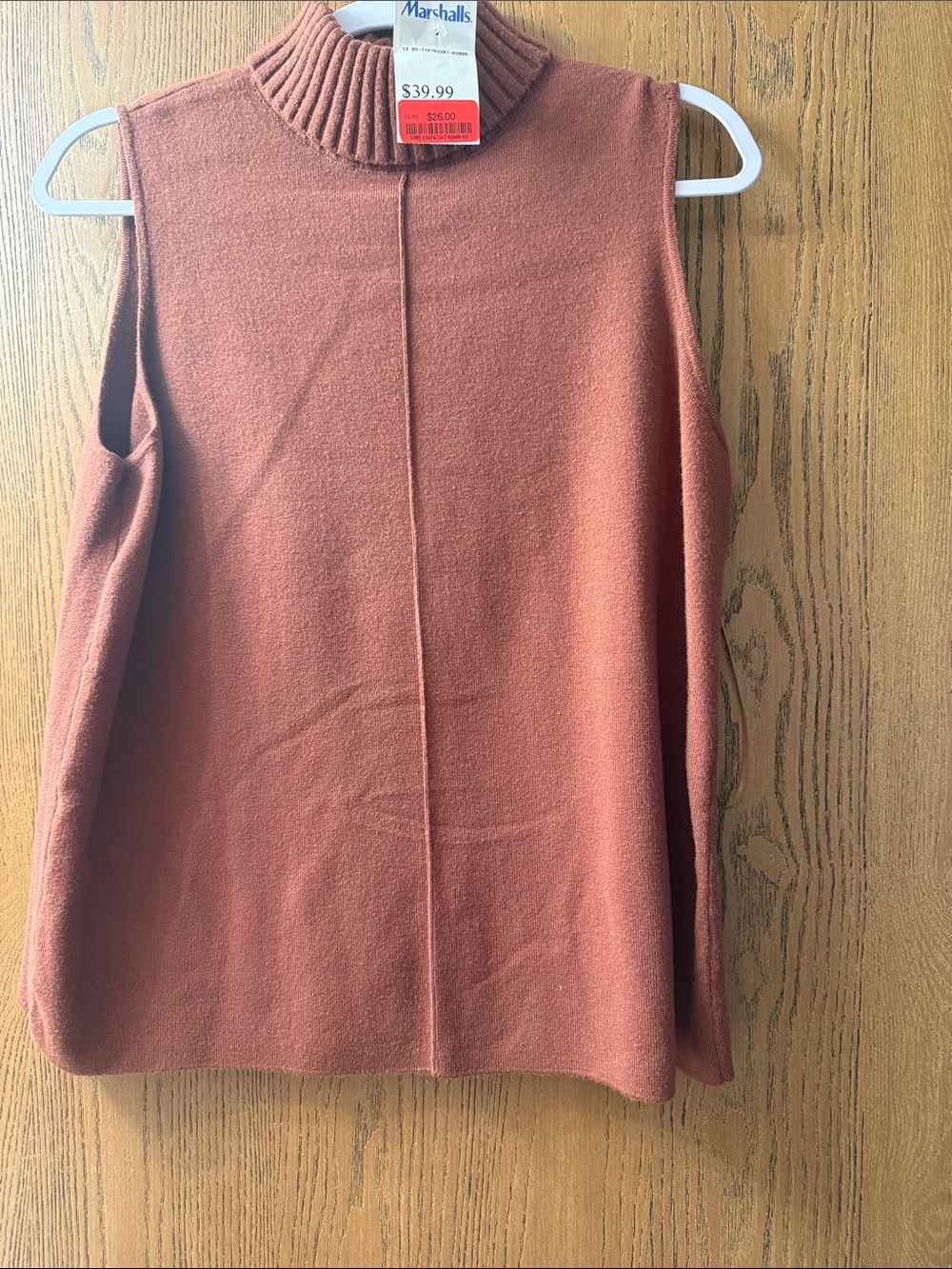 Sleeveless Mock Neck Knit Top - Rust